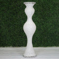 Magical Mermaid Style Mirror Mosaic and Pearl Studded Floor Vase 40"