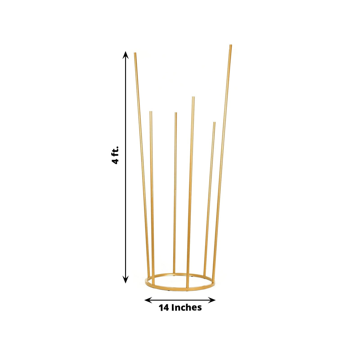 Gold Metal Flower Centerpiece 4ft 6-Tubes Minimalist Round Base Design - Single Stem Bud Vase for Floral Arrangements