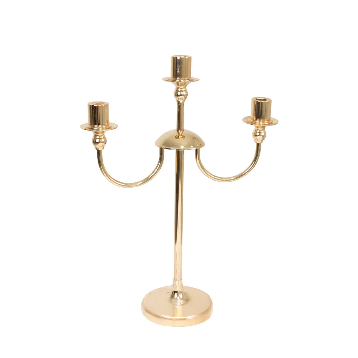 Gold 3-Arm Metal Candelabra – 22" Tall Modern Taper Candle Holder Centerpiece Stand