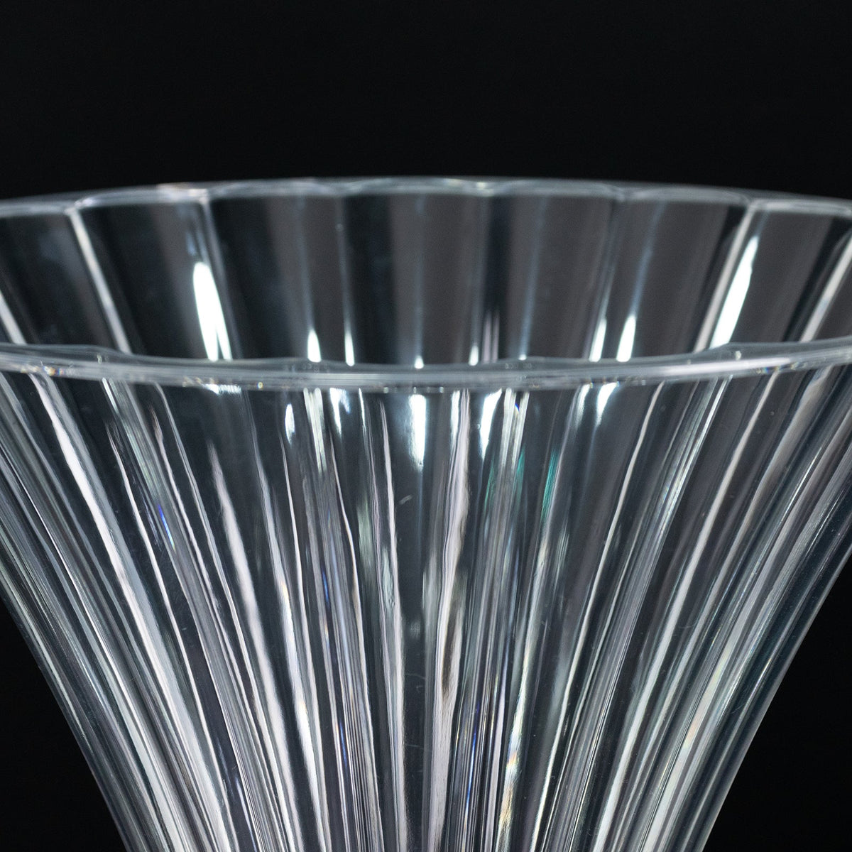 4 Pack Ribbed Acrylic Trumpet Vases – 28" Clear Reversible Flower Centerpiece with Crystal Ball Accent