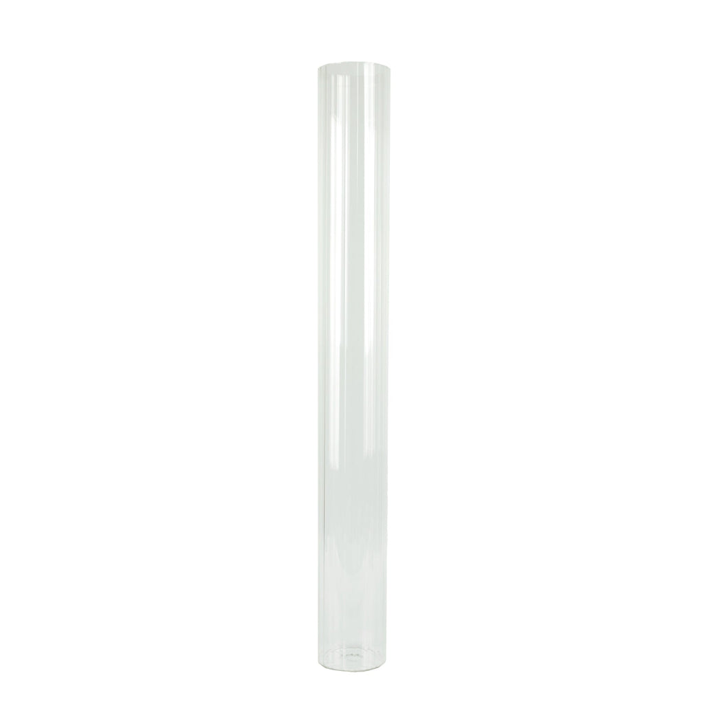 2 Pack Ribbed Cylinder Floor Vases – 40" Tall Oversized Clear Glass Vases for Grand Venue Displays & Lobbies