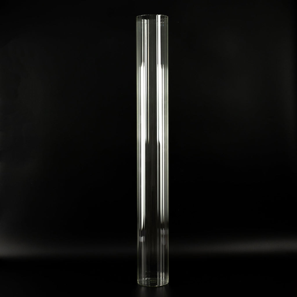 2 Pack Ribbed Cylinder Floor Vases – 40" Tall Oversized Clear Glass Vases for Grand Venue Displays & Lobbies
