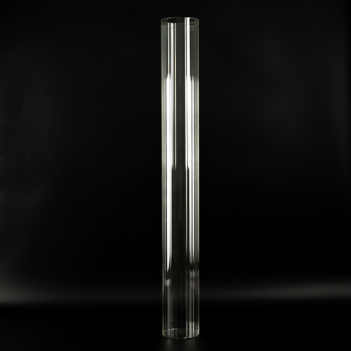 2 Pack Ribbed Cylinder Floor Vases – 40" Tall Oversized Clear Glass Vases for Grand Venue Displays & Lobbies