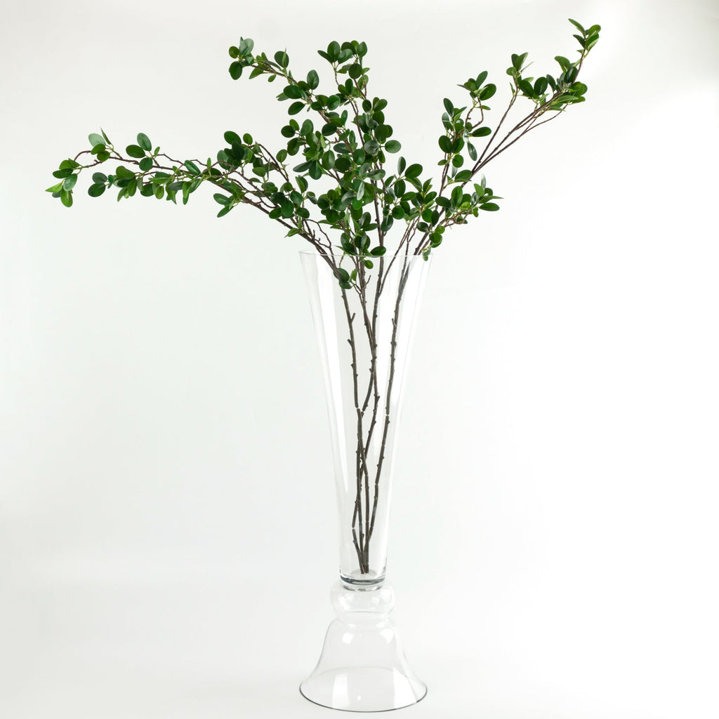Set of 2 Glass Trumpet Vases Reversible Clarinet Style 30" Clear - Sophisticated Wedding Floral Centerpieces
