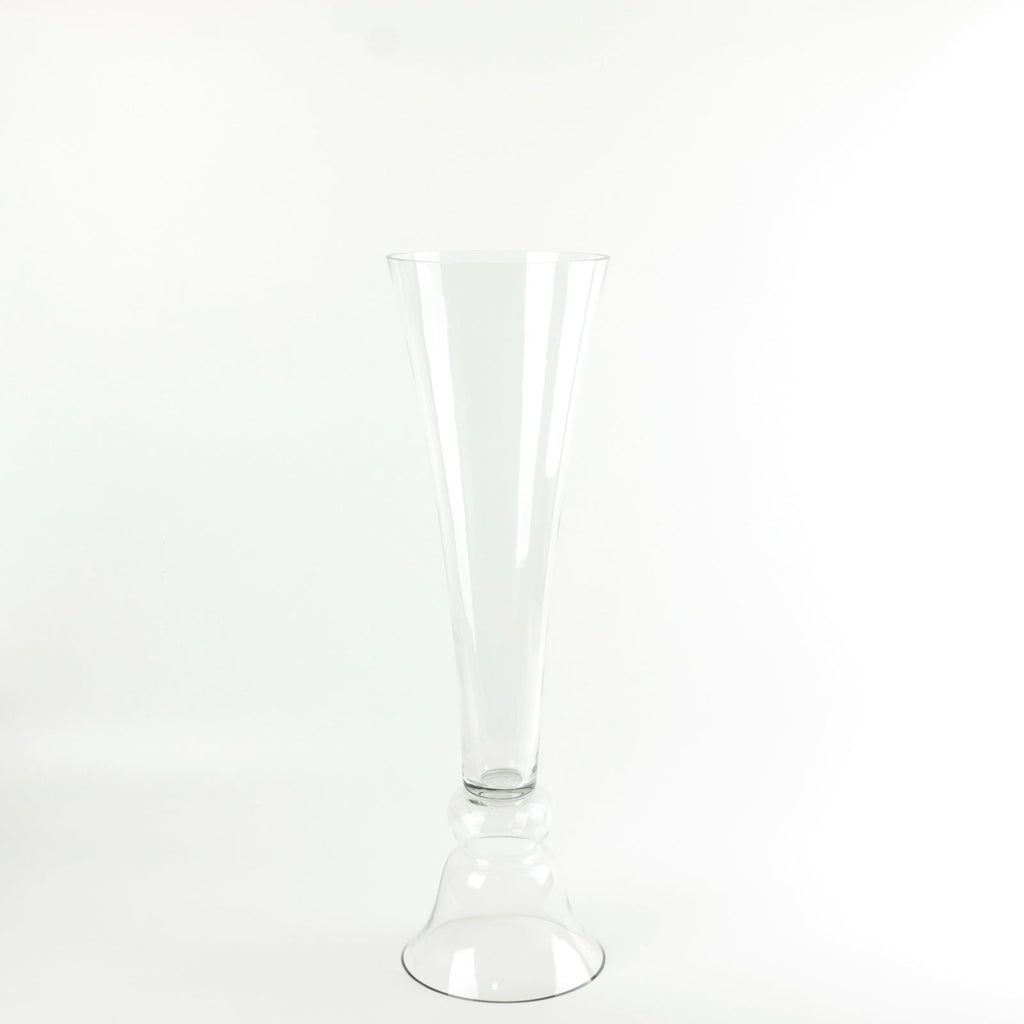 Set of 2 Glass Trumpet Vases Reversible Clarinet Style 30" Clear - Sophisticated Wedding Floral Centerpieces