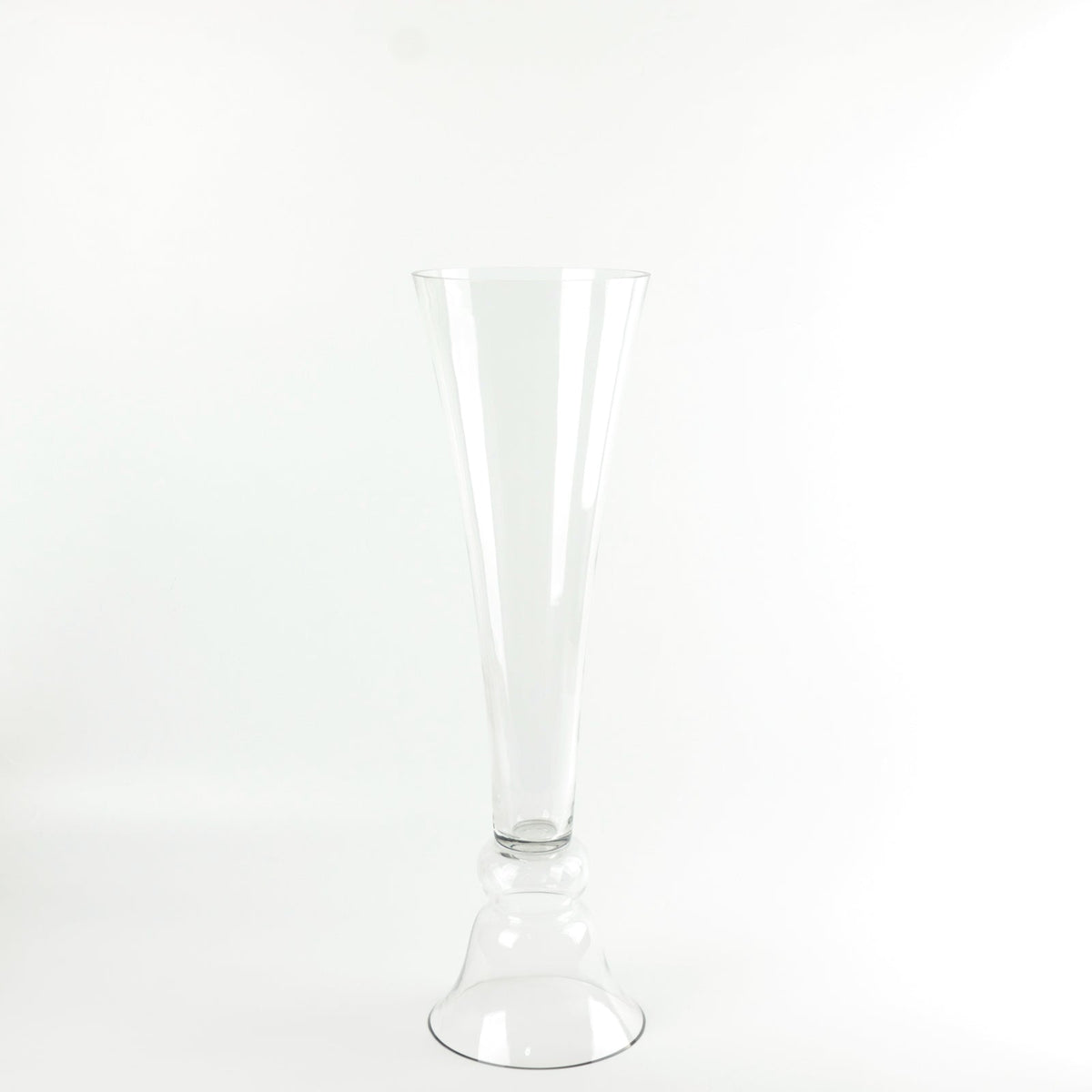 Set of 2 Glass Trumpet Vases Reversible Clarinet Style 30" Clear - Sophisticated Wedding Floral Centerpieces