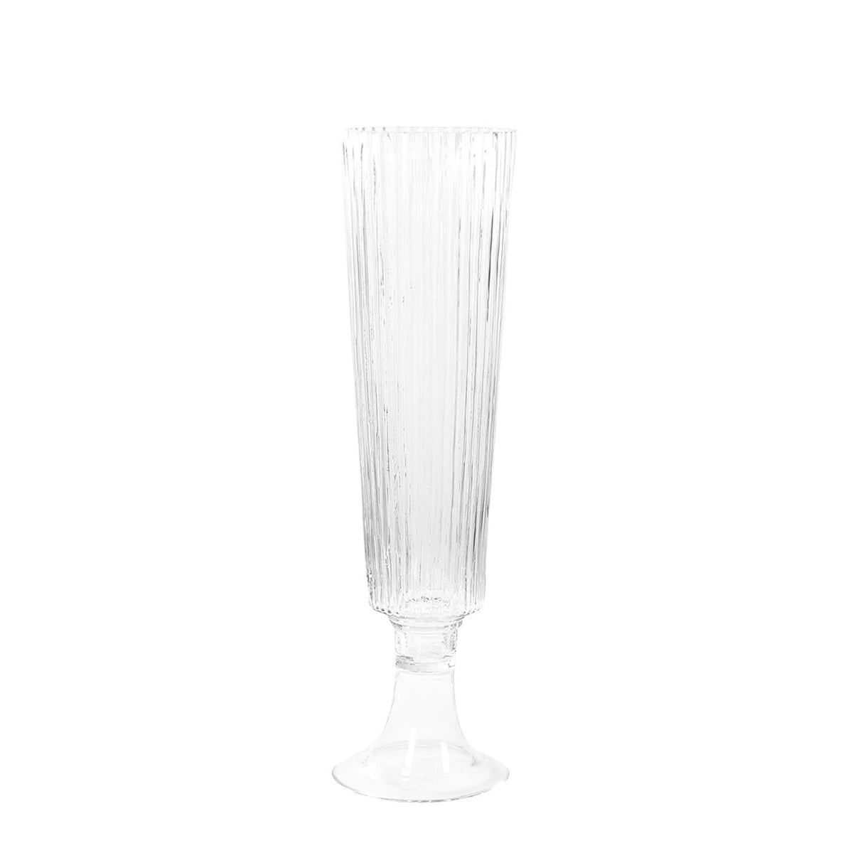 4-Pack Glass Trumpet Vases Ribbed Design 20" Clear - Heavy Duty Floral Wedding Centerpieces