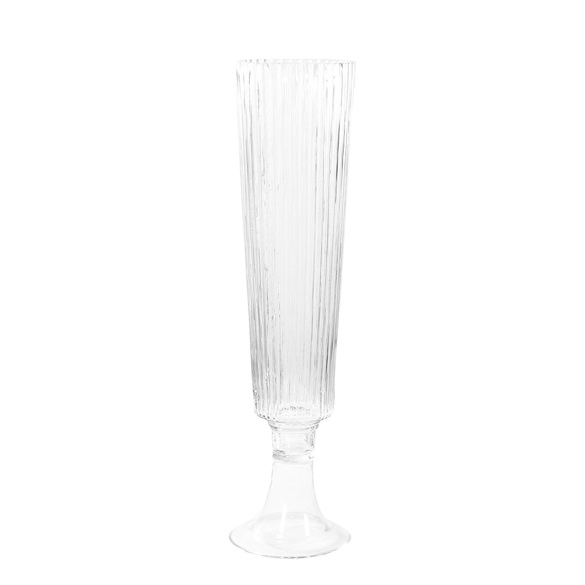2 Pack Ribbed Glass Trumpet Vases, 26" Tall, Clear - Wedding Floral Centerpiece