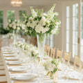 2-Pack Glass Trumpet Vases Ribbed Design 32" Clear - Heavy Duty Floral Wedding Centerpieces