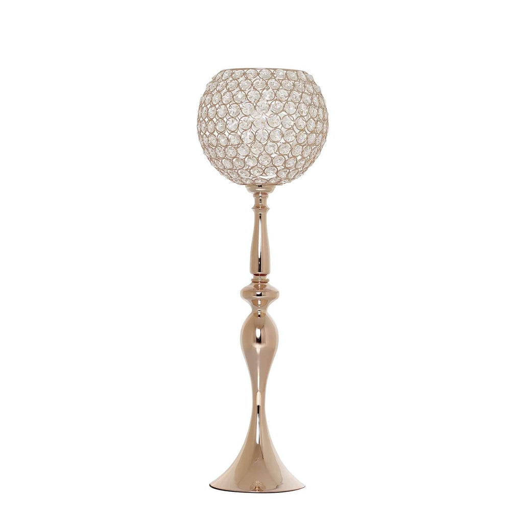 Acrylic Crystal Beaded Goblet Candle Holder 30" Gold - Majestic Flower Ball Centerpiece Stand for Wedding Party Event Decor
