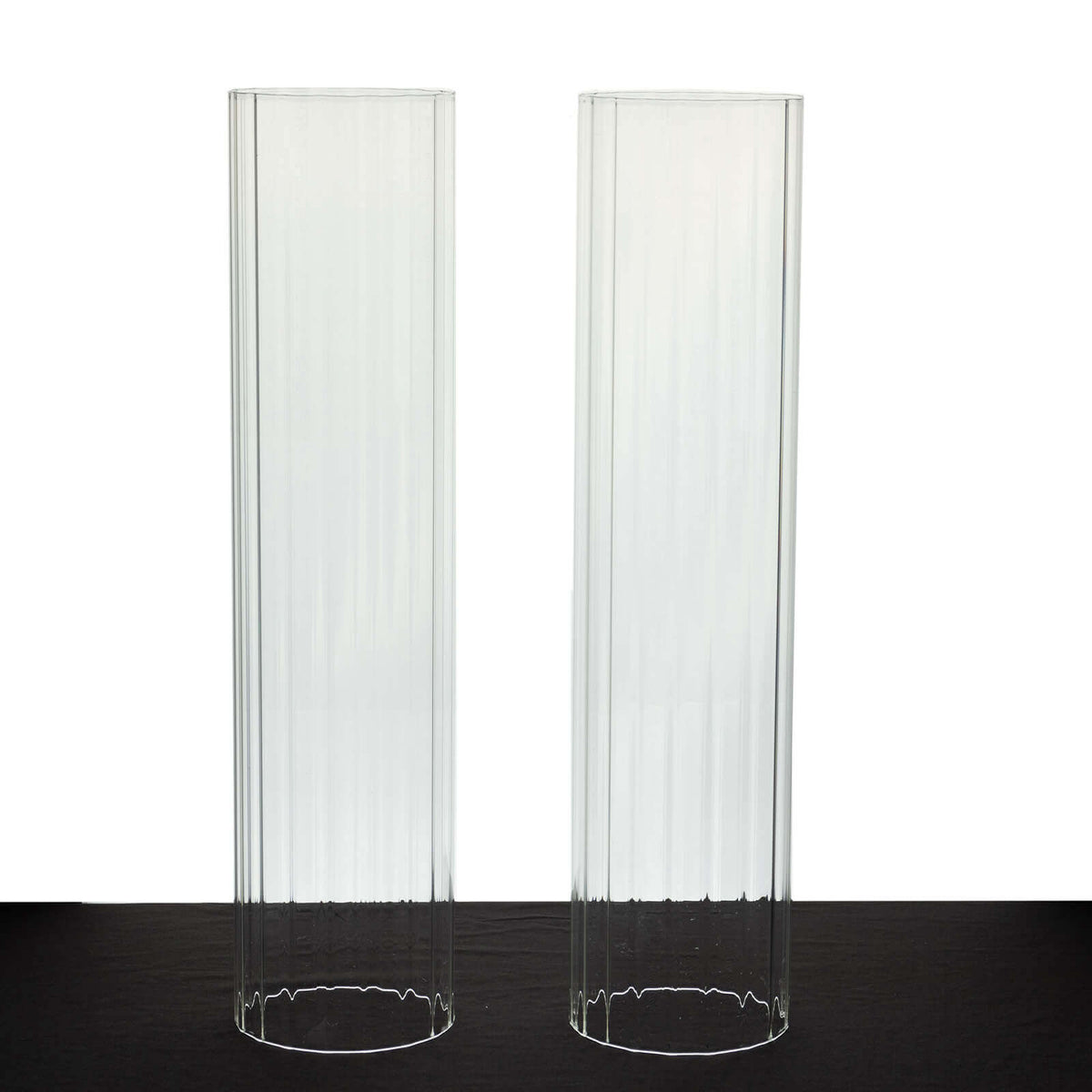 2-Pack Ribbed Glass Candelabra Shades Open End Hurricane Design 20" Clear - Sleek Table Centerpiece for Stylish Decor