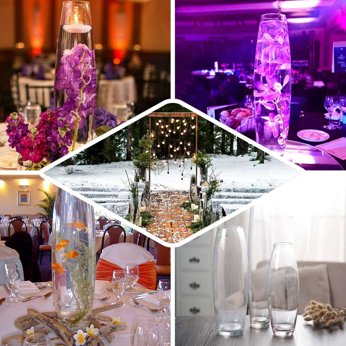 Glass Vase Heavy Duty Cylinder Design 31" Clear - Tapered Floral Centerpiece for Wedding Tables