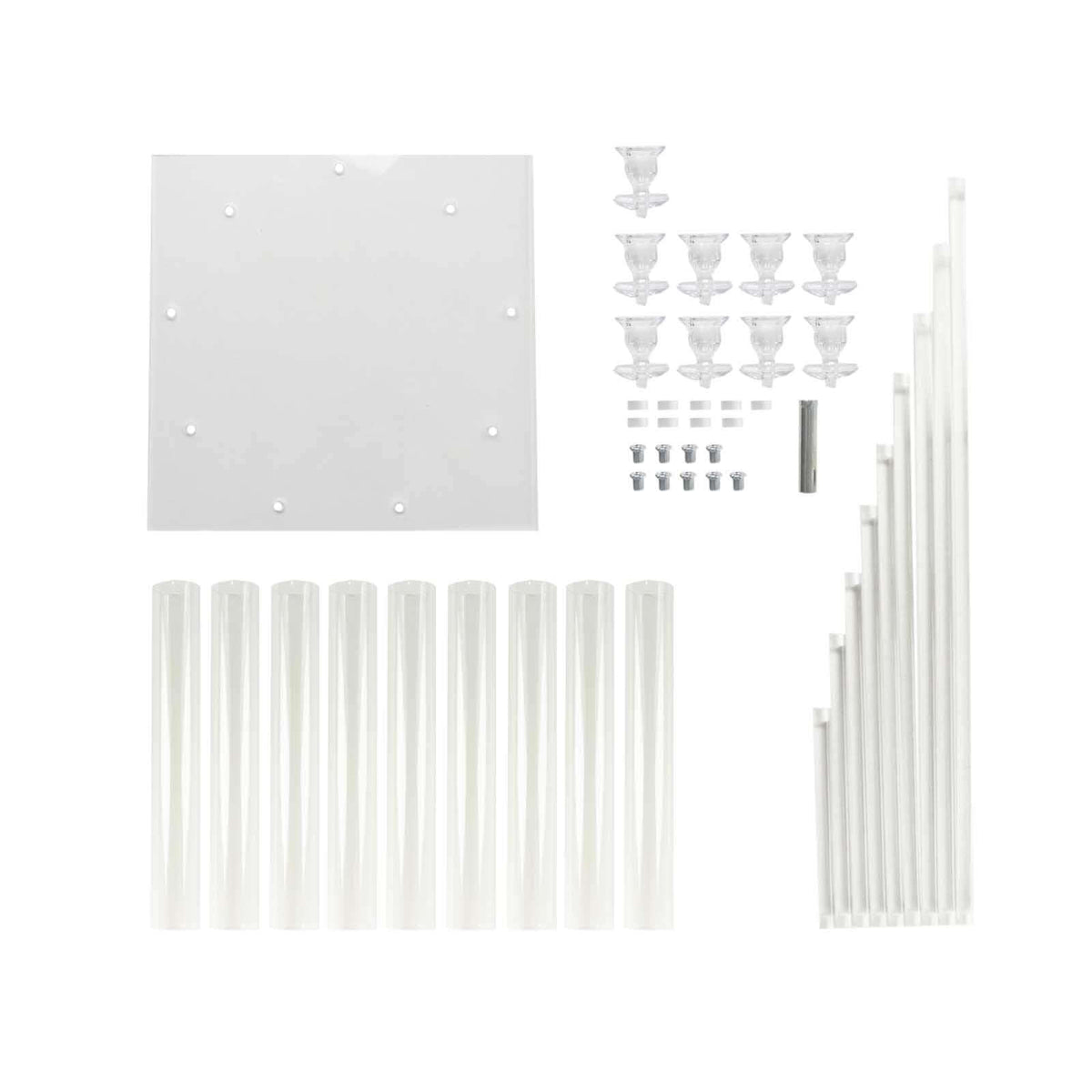 9-Arm Acrylic Cluster Taper Candelabra with Square Base 4ft Clear - Stylish Candle Holder Table Centerpiece for Pillar Candles & Events