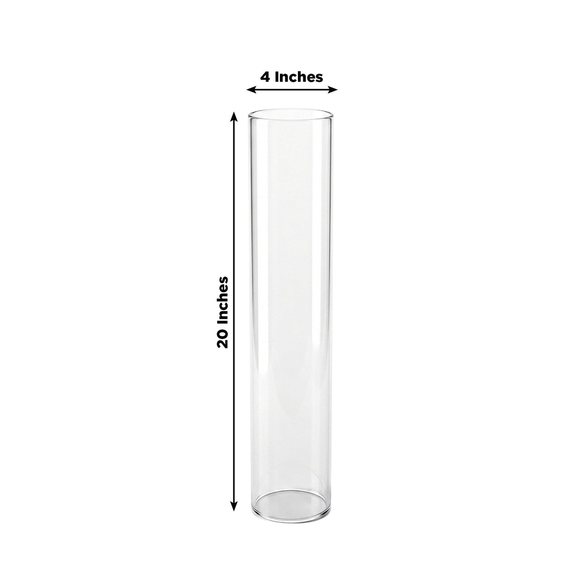 2 Pack Clear Glass Candelabra Shades, Open End Hurricane Design 20" Tall x 4" Dia - Cylinder Candle Covers