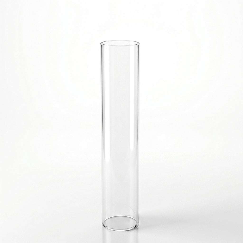 2 Pack Clear Glass Candelabra Shades, Open End Hurricane Design 20" Tall x 4" Dia - Cylinder Candle Covers