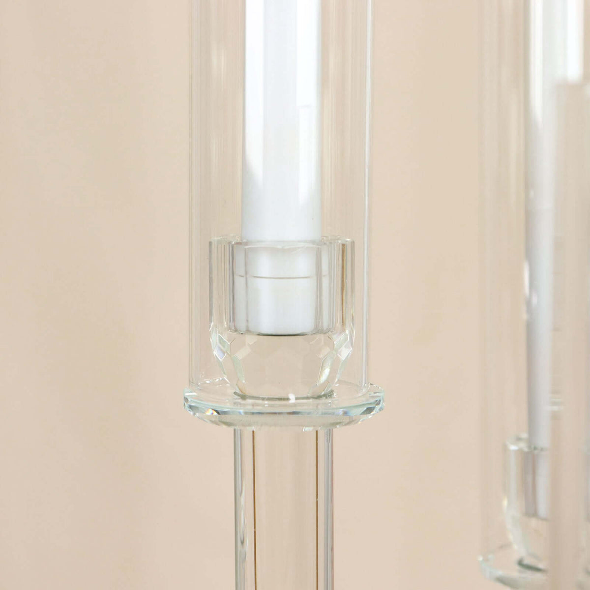 5-Arm Crystal Cluster Taper Candelabra with Round Mirror Base 51" Clear - Stylish Candle Holder Table Centerpiece for Votive & Pillar Candles