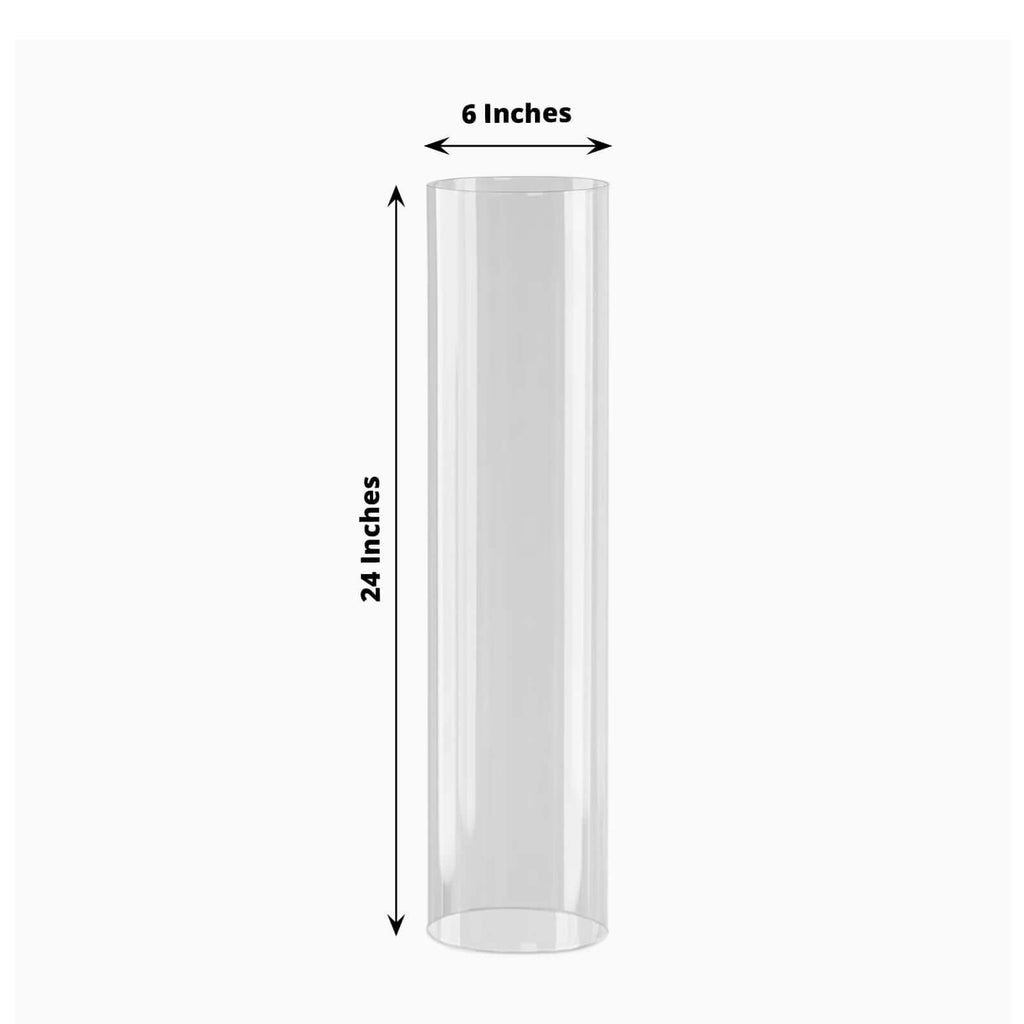 2-Pack Glass Candelabra Shades Open End Hurricane Design 24" Clear - Stylish Table Centerpiece for Weddings & Gatherings