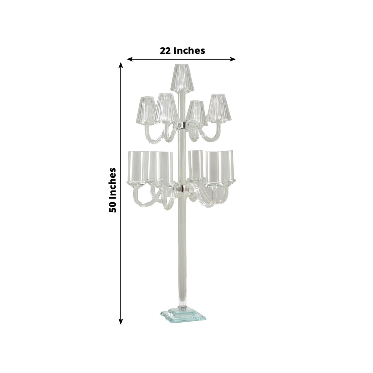 Crystal Glass Floor Candelabra – 11-Arm Candle Holder for Taper