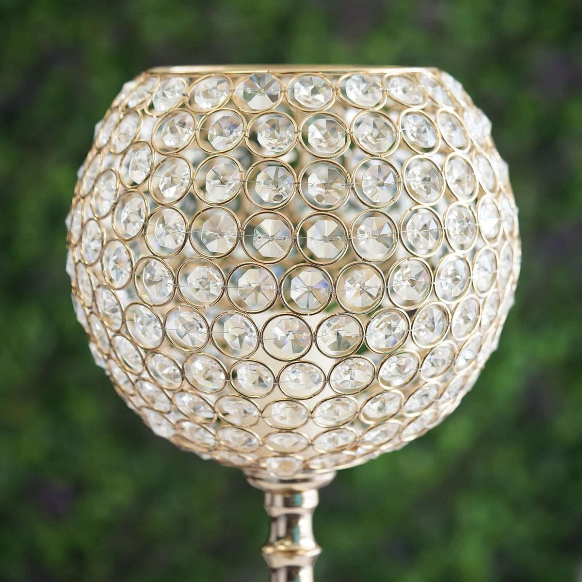 Acrylic Crystal Beaded Goblet Candle Holder 30" Gold - Majestic Flower Ball Centerpiece Stand for Wedding Party Event Decor