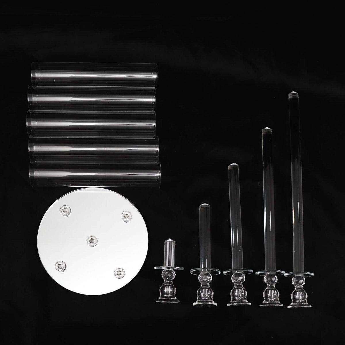 5-Arm Crystal Glass Candelabra Round Taper Design 32" Clear - Stylish Candle Holder Table Centerpiece