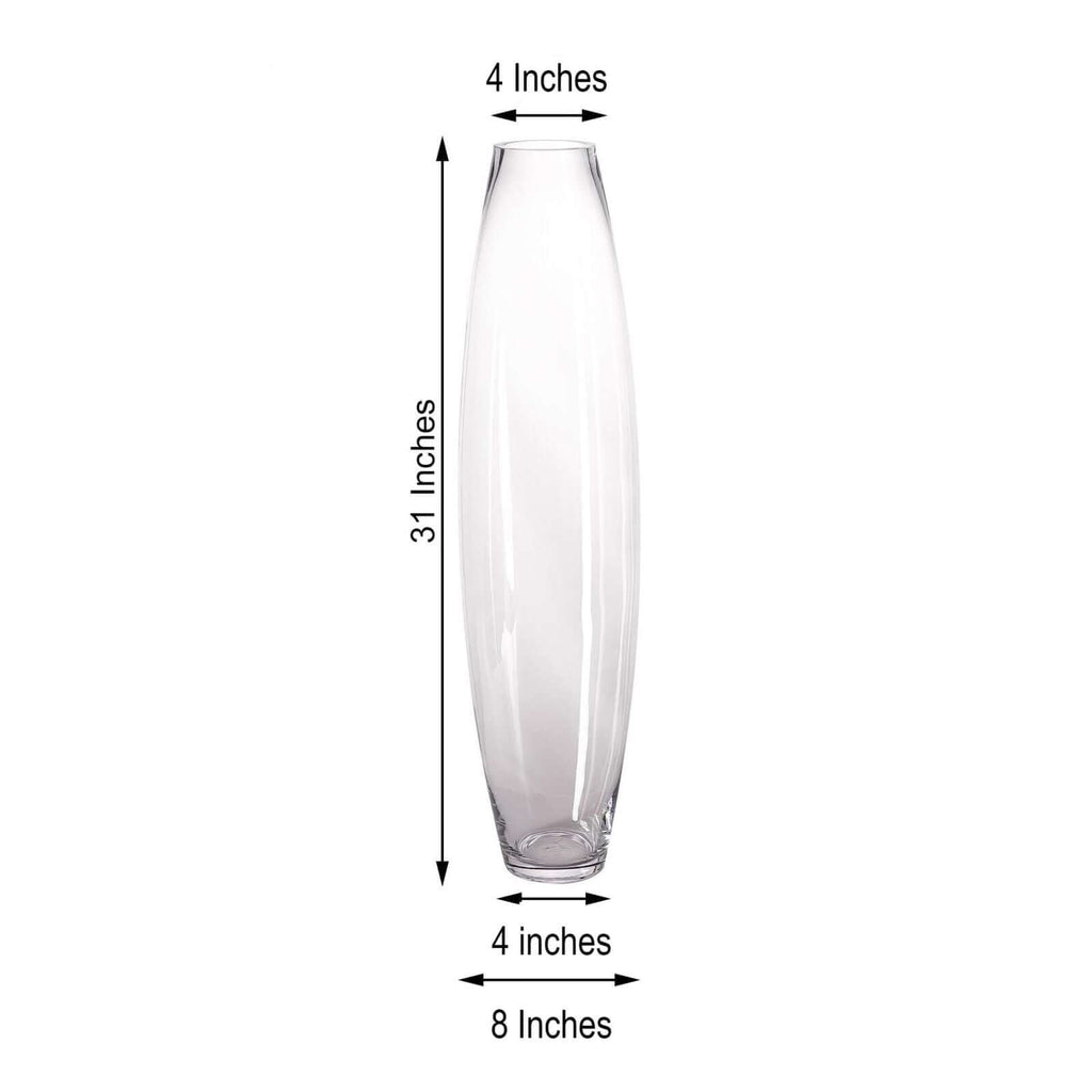 Glass Vase Heavy Duty Cylinder Design 31" Clear - Tapered Floral Centerpiece for Wedding Tables