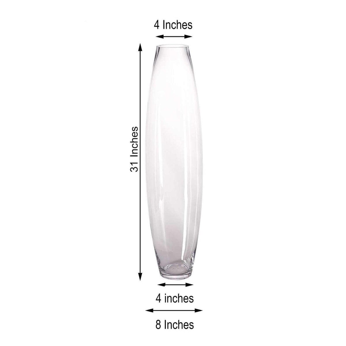 Glass Vase Heavy Duty Cylinder Design 31" Clear - Tapered Floral Centerpiece for Wedding Tables