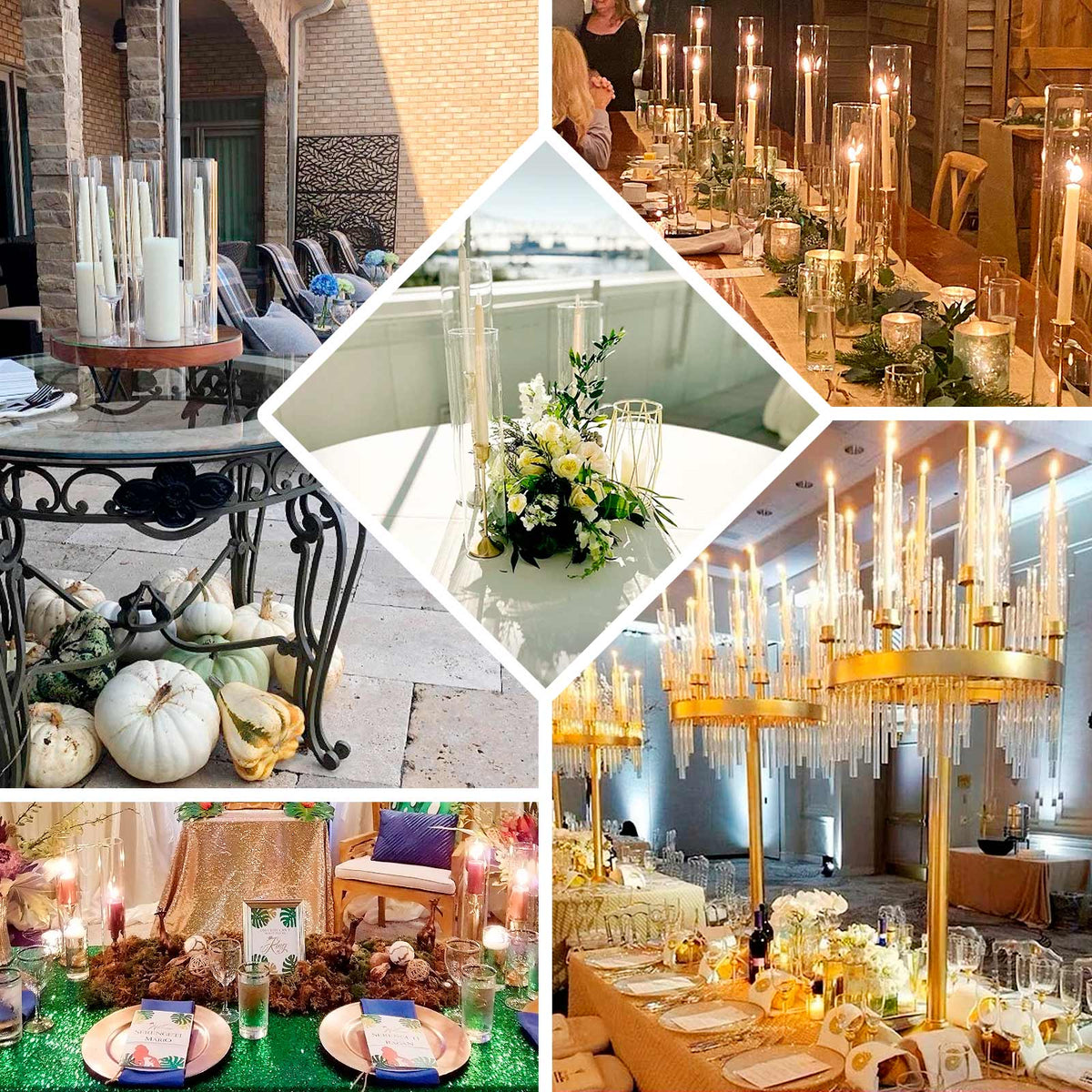 2-Pack Glass Pillar Hurricane Candle Shades 14" - Clear Chimney Tube with 2.25" Wide Open Ends