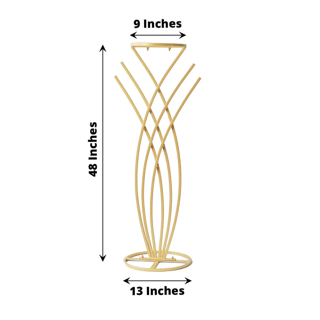 Gold Metal Mermaid Tail Flower Frame Table Centerpiece, Wedding Floral Display Stand 4ft Tall