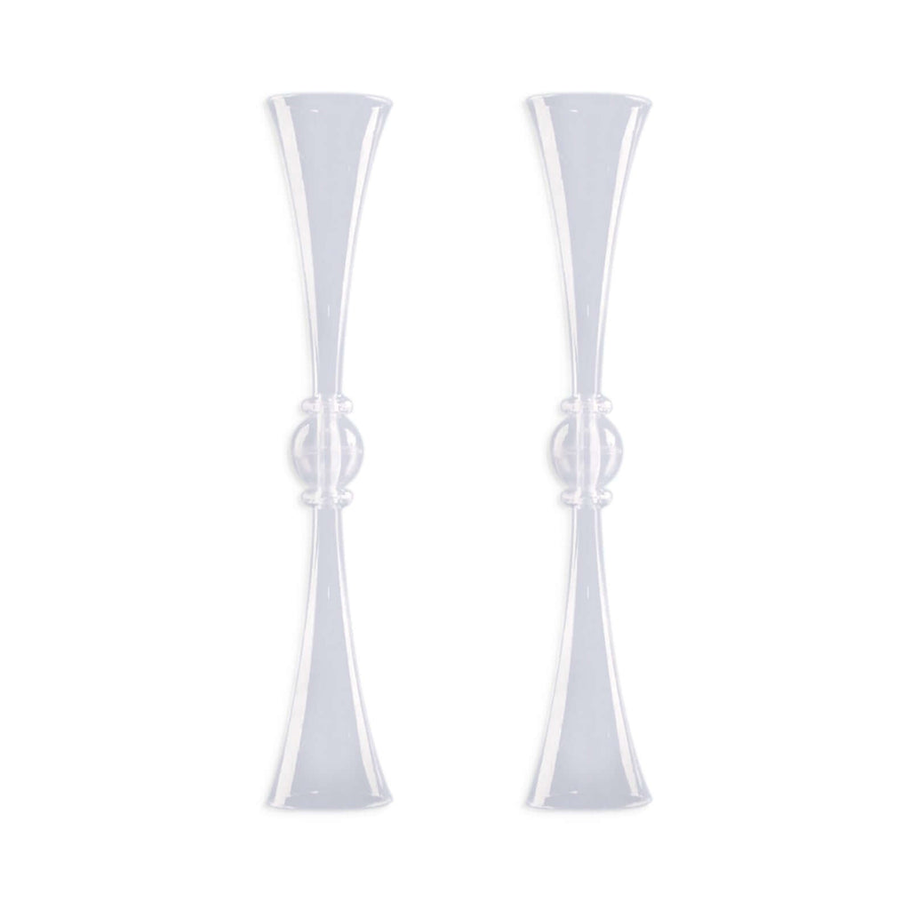 2 Pack Clear Crystal Embellishment Trumpet Table Centerpiece, Reversible Plastic Flower Vase 31"