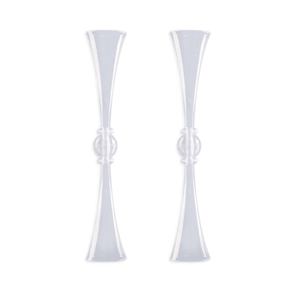 2 Pack Clear Crystal Embellishment Trumpet Table Centerpiece, Reversible Plastic Flower Vase 31"