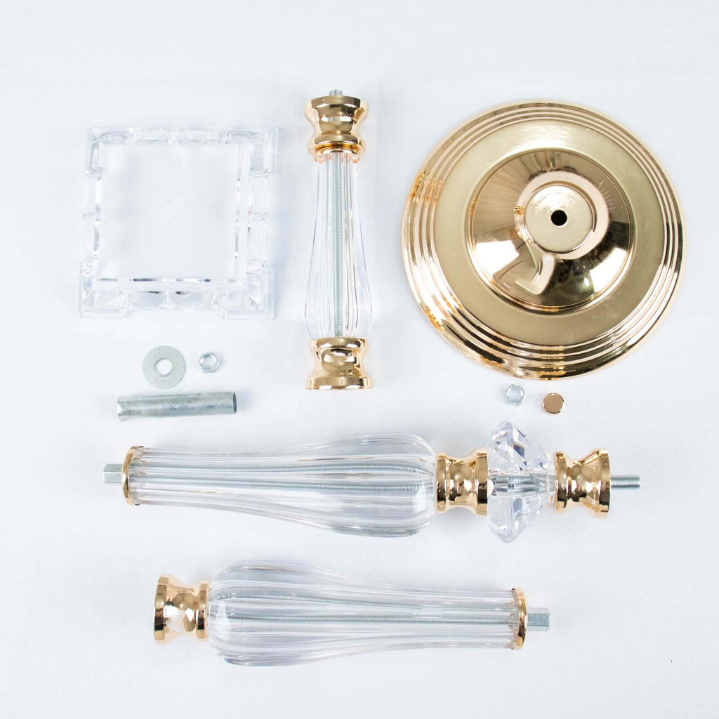 Acrylic Crystal Pillar Candle Stand 32" Gold/Clear - Table Centerpiece and Wedding Flower Bowl Pedestal