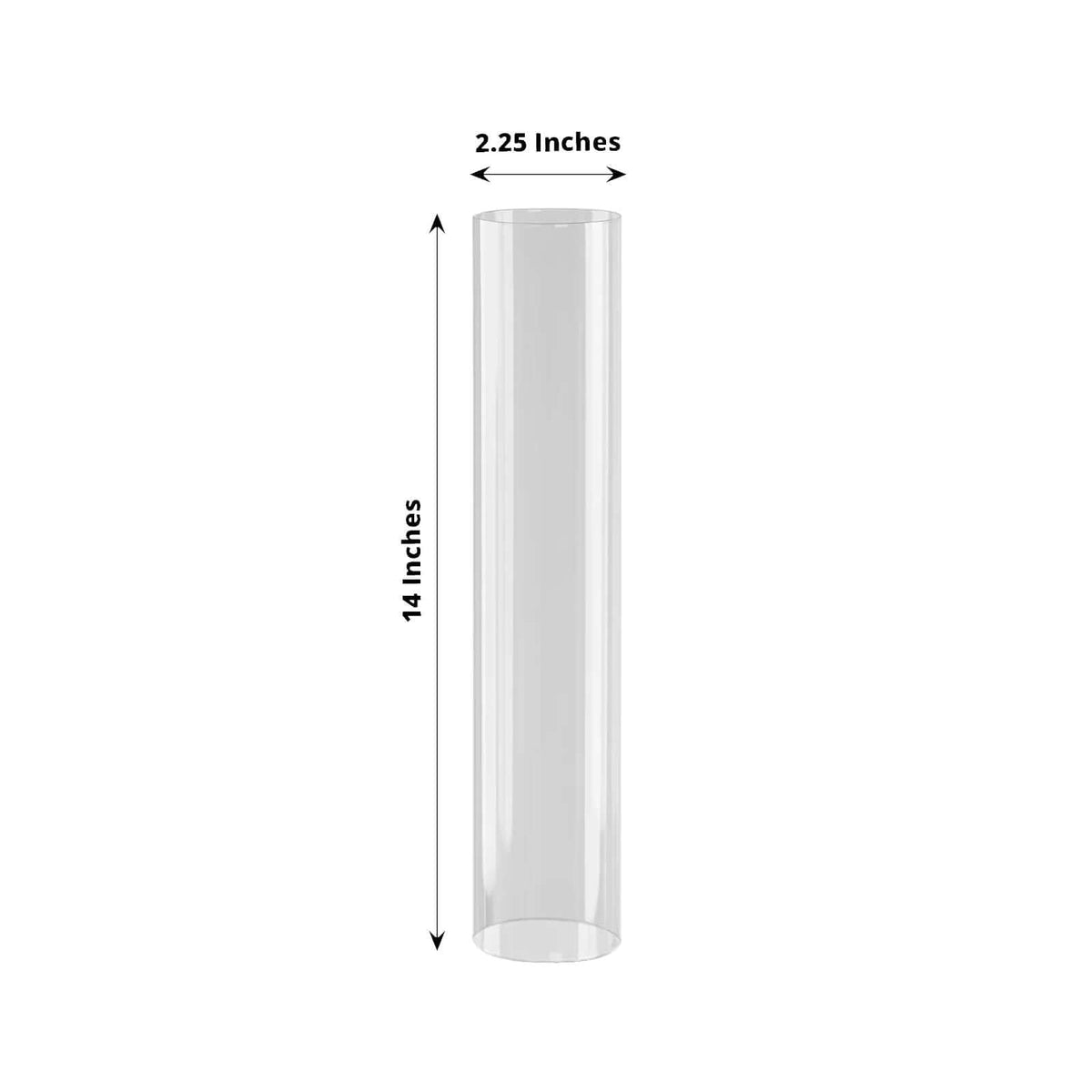 2-Pack Glass Pillar Hurricane Candle Shades 14" - Clear Chimney Tube with 2.25" Wide Open Ends