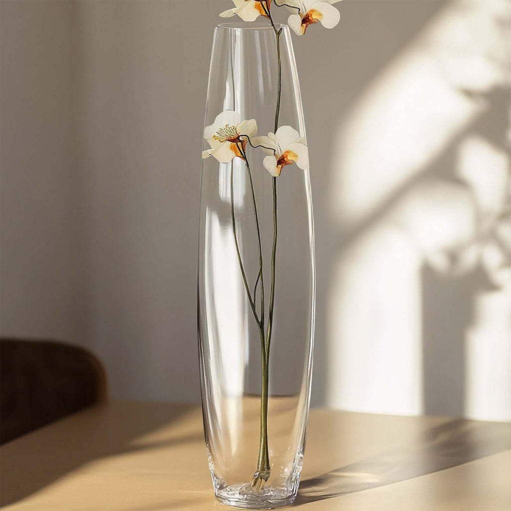 Glass Vase Heavy Duty Cylinder Design 31" Clear - Tapered Floral Centerpiece for Wedding Tables
