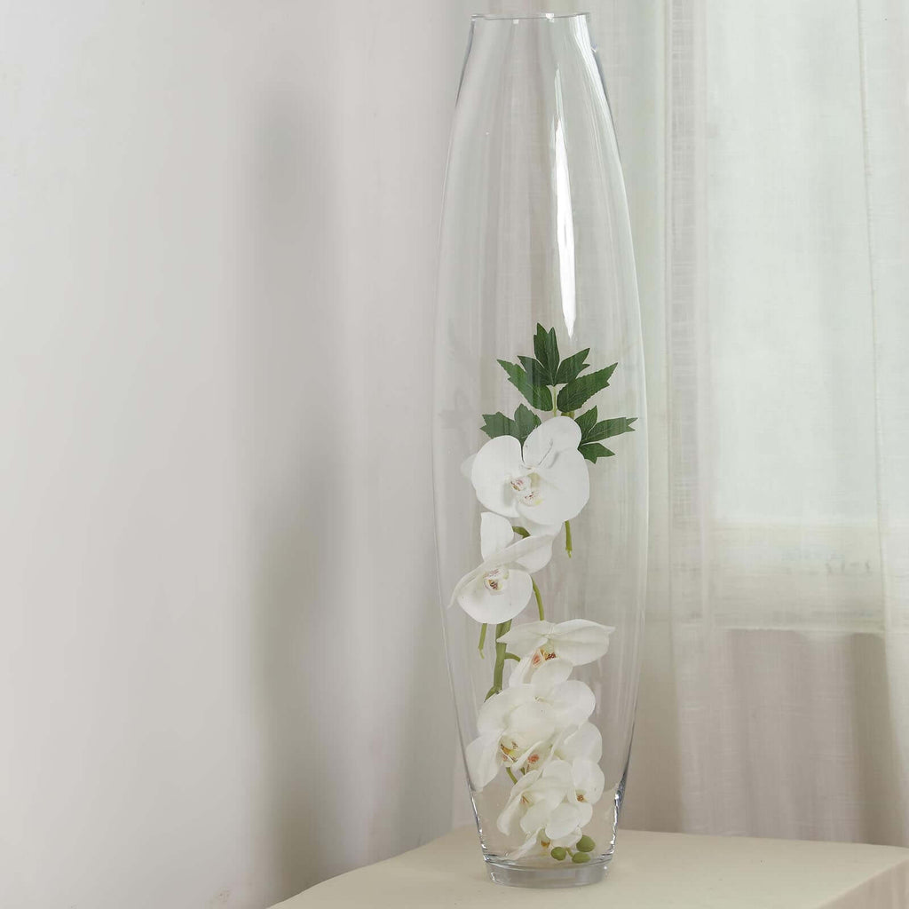 Glass Vase Heavy Duty Cylinder Design 31" Clear - Tapered Floral Centerpiece for Wedding Tables