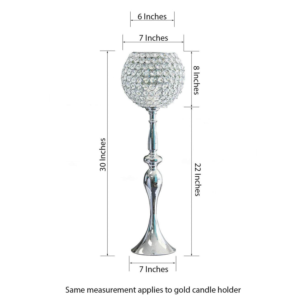 Acrylic Crystal Beaded Goblet Candle Holder 30" Gold - Majestic Flower Ball Centerpiece Stand for Wedding Party Event Decor