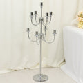Metal Floor Candelabra Candle Holder 46" Tall - 9-Arm Silver Vintage Taper Candlestick Stand Table Centerpiece for Weddings & Parties