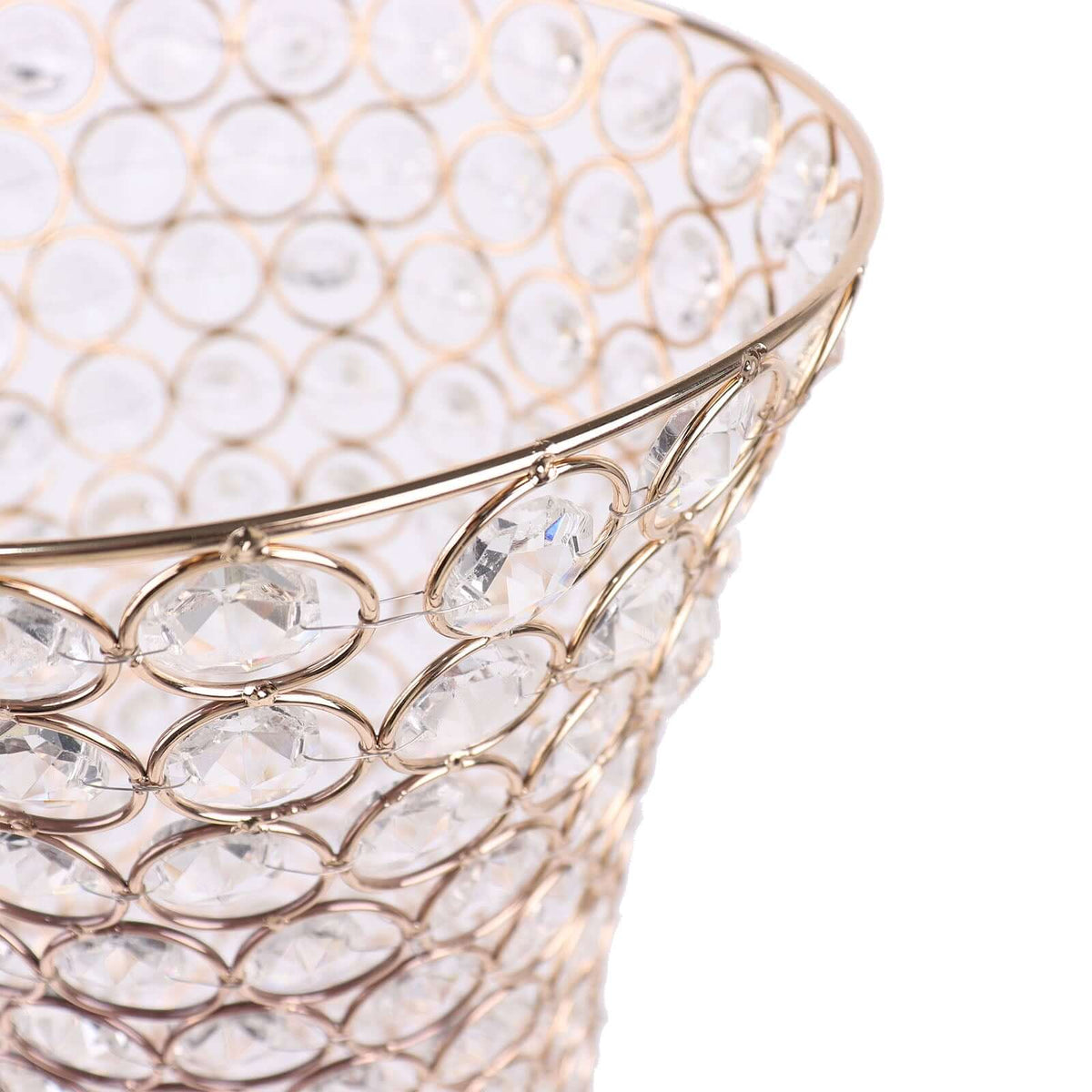 2-Pack Crystal Beaded Trumpet Vase Set 32" Gold - Table Centerpiece for Weddings and Events