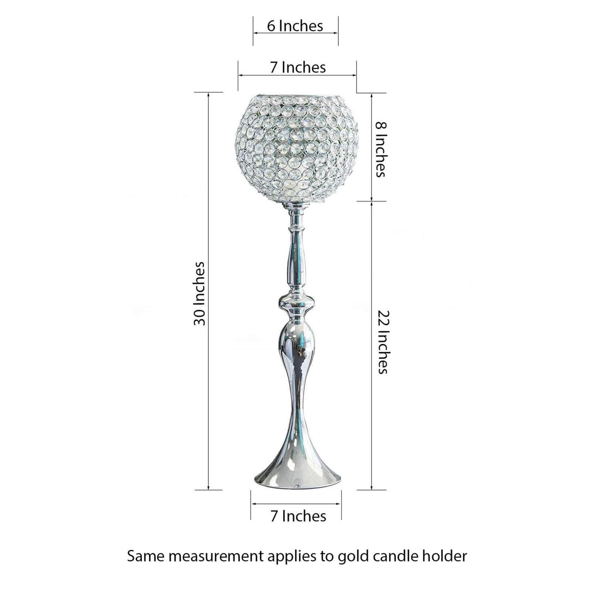 Acrylic Crystal Beaded Goblet Candle Holder 30" Silver - Majestic Flower Ball Centerpiece Stand for Wedding Party Event Decor
