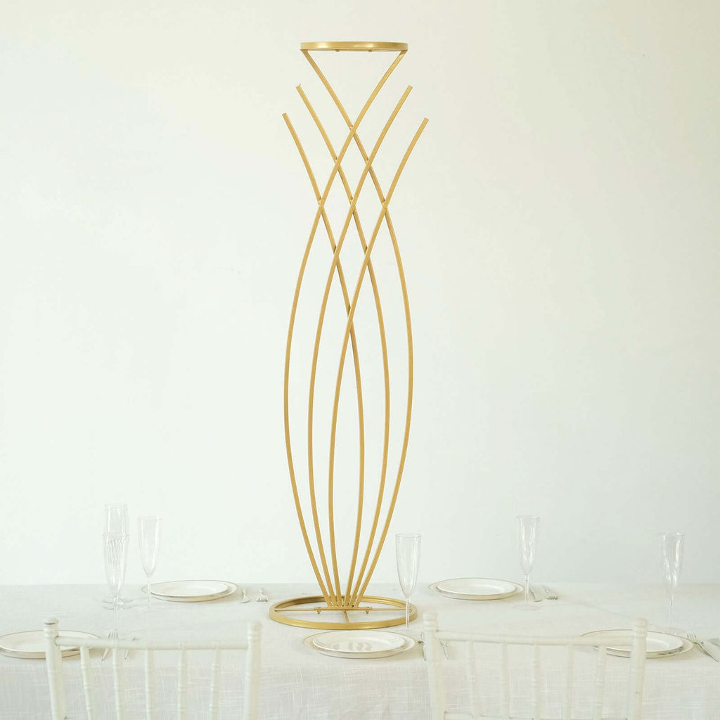 Gold Metal Mermaid Tail Flower Frame Table Centerpiece, Wedding Floral Display Stand 4ft Tall