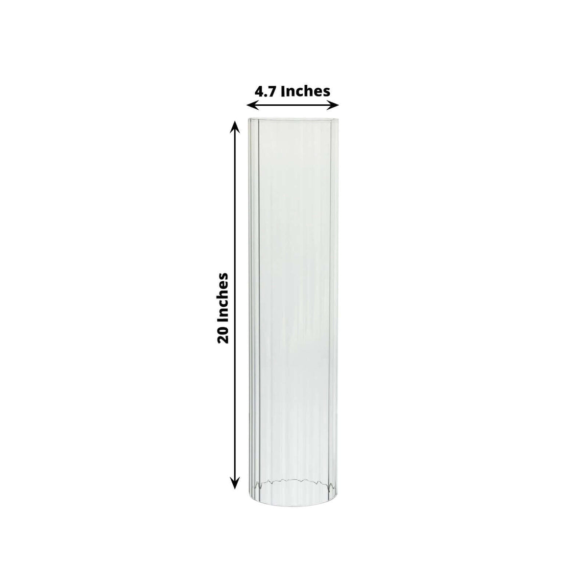2-Pack Ribbed Glass Candelabra Shades Open End Hurricane Design 20" Clear - Sleek Table Centerpiece for Stylish Decor