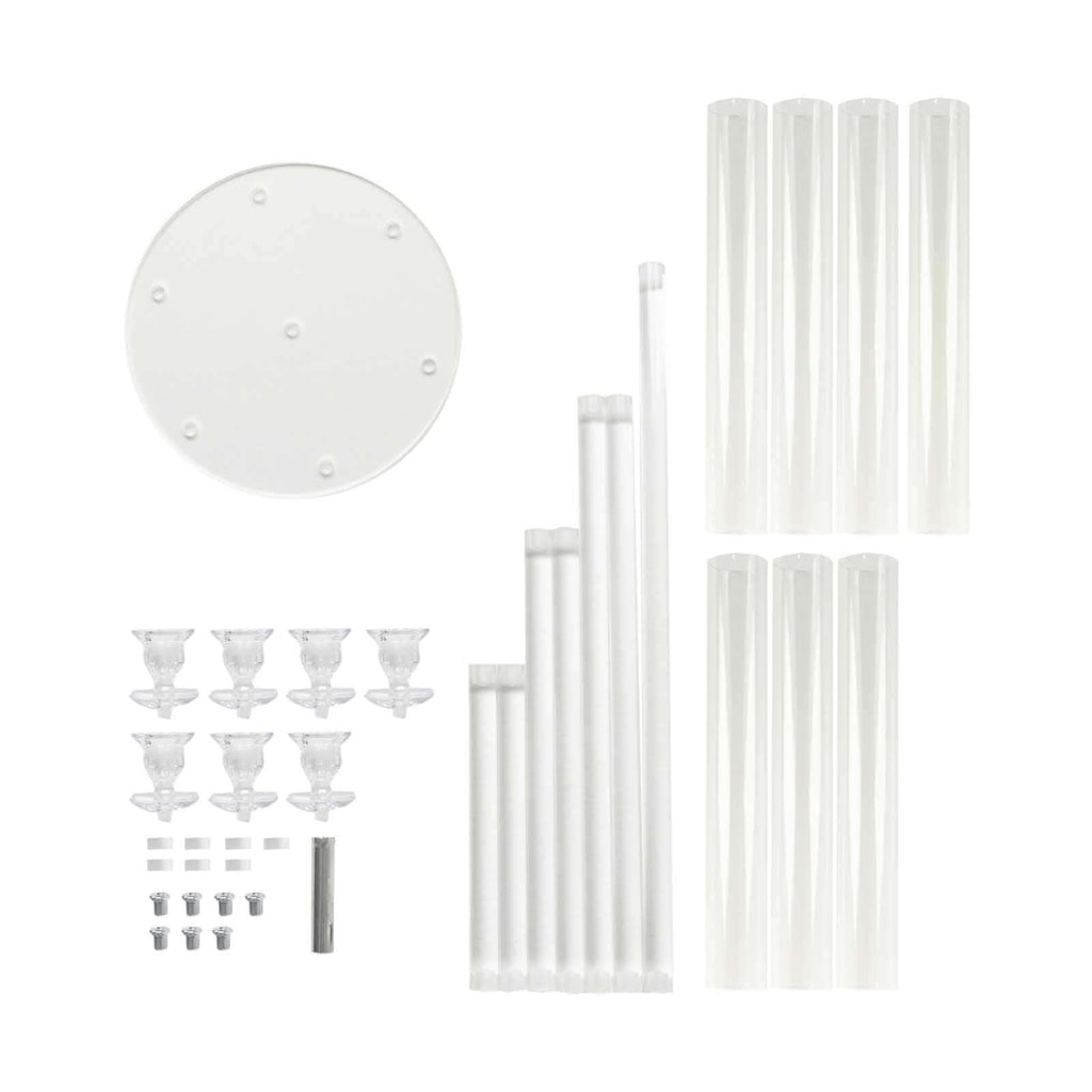7-Arm Acrylic Cluster Round Taper Candelabra with Circular Base 33" Clear - Sophisticated Pillar Candle Holder Table Centerpiece for Events