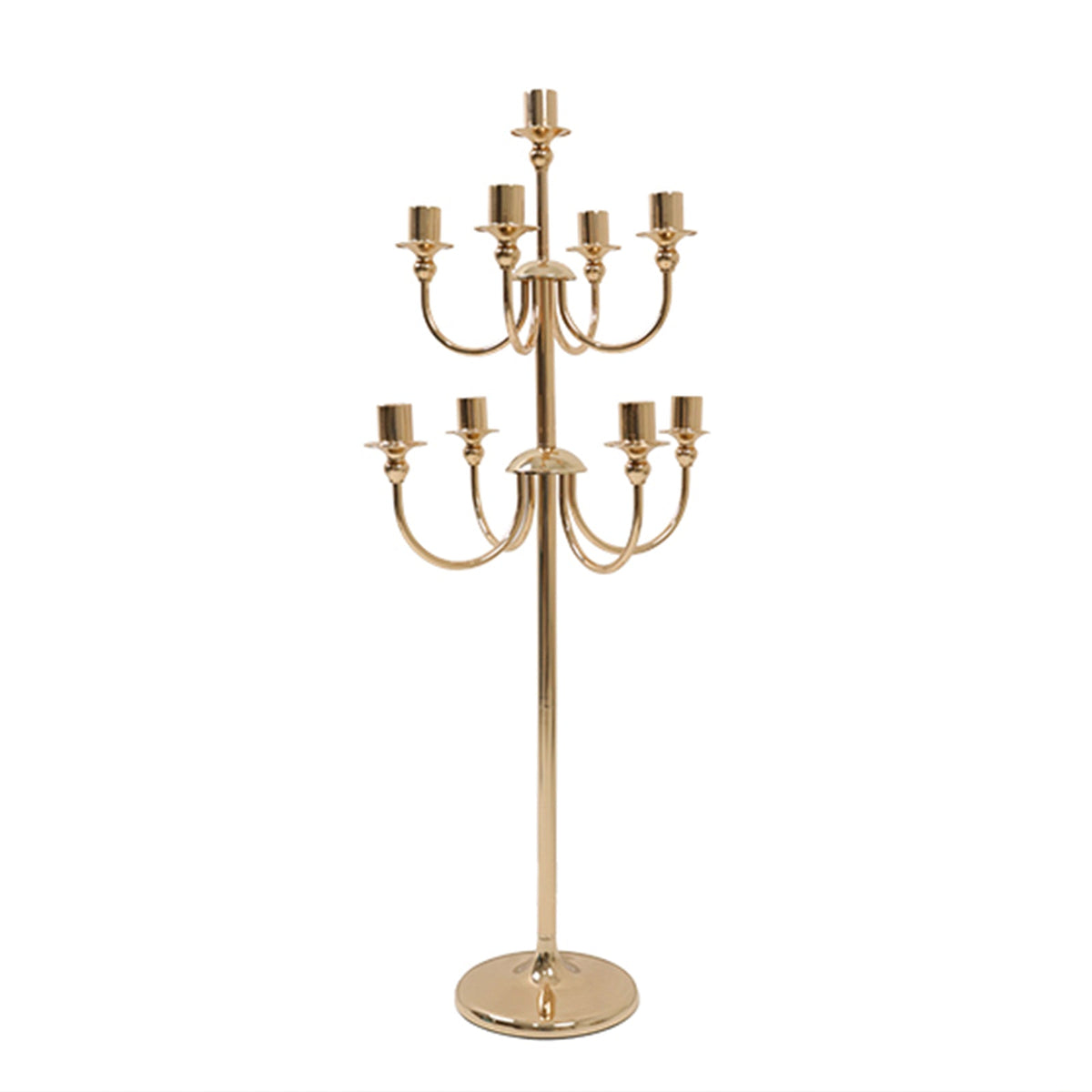 Metal Floor Candelabra Candle Holder 46" Tall - 9-Arm Gold Vintage Taper Candlestick Stand Table Centerpiece for Weddings & Parties